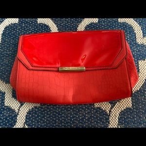 Rachel Roy Red Snakeskin Clutch